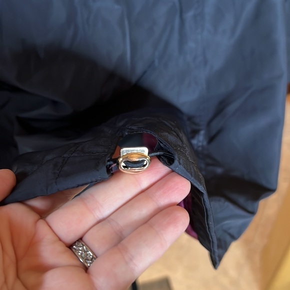 Michael Kors Trench Coat Navy Blue with Purple Lining & Gold Hardware Size Small - Picture 13 of 15